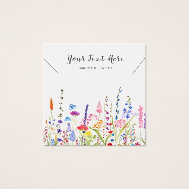 Necklace Display Card • Watercolor Wild Flowers (Front)