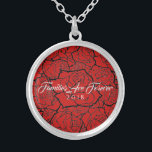 Necklace Red Black Roses-Familes Are Forever<br><div class="desc">Necklace shown in Silver Plate with a Black multi-rose print over a Red background and text of "Families Are Forever 2018" in fancy script of White. Customise this necklace and choose your style or change colours. Or buy as designed.</div>