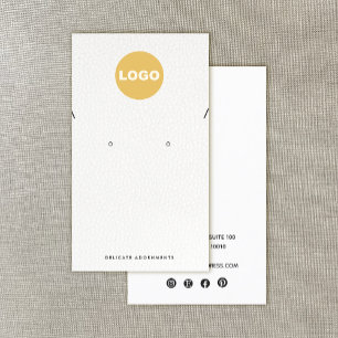 Necklace Stud Earring White leather Add Logo Busi Business Card