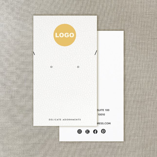  Necklace Stud Earring White leather Add Logo Busi Business Card (Creator Uploaded)