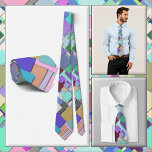 NECKTIE - It's a Square World<br><div class="desc">An image filled with squares in shades of blue, violet, and more, is featured on this attractive men's Necktie (shirt and model not included). The image covers the entire front and back of the tie. ►It cannot be removed or replaced from the front (see NOTE below) but can be repositioned...</div>