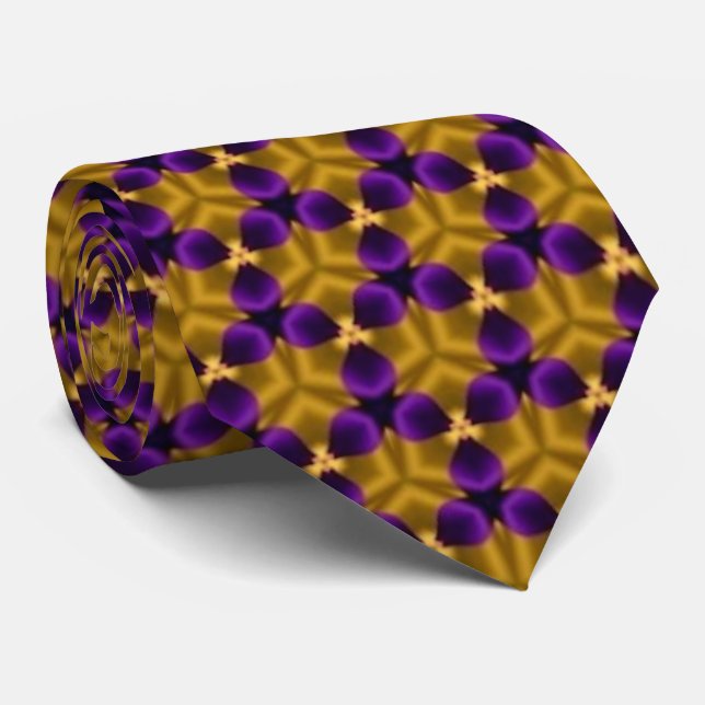 Necktie - Purple & Gold Triquetras (Rolled)