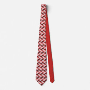 Necktie red and white geometric