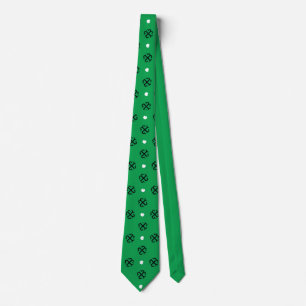 Necktie St Patricks Day Clover Dot Green Black Tie