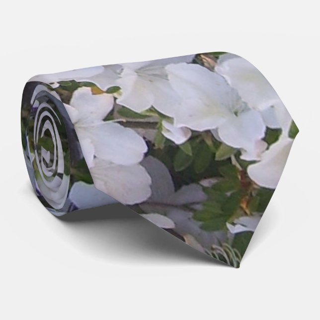 Necktie - White Azalea (Rolled)