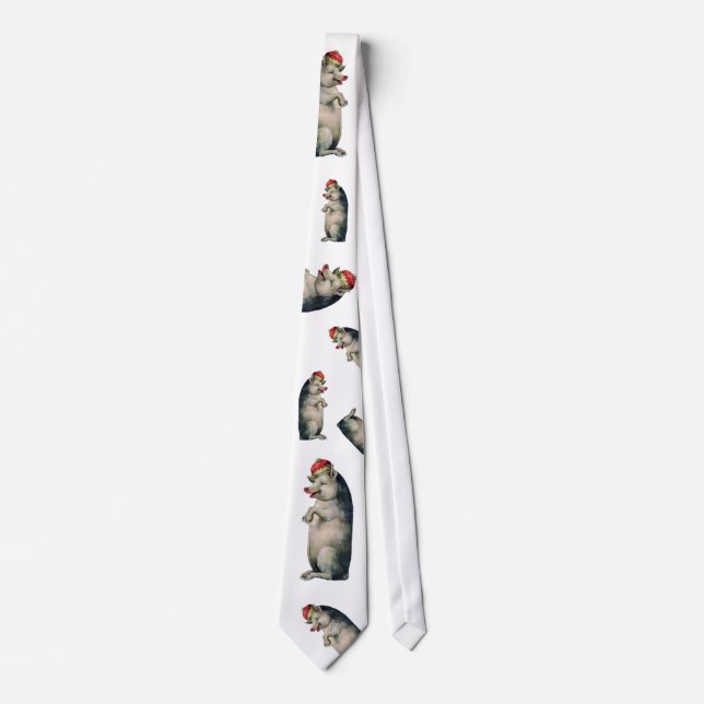 Necktie with Crowned Pig Pattern - Funny (Front)
