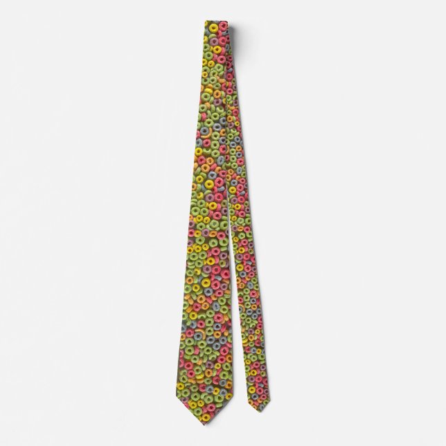 Necktie with fruit loop cereal design (Front)
