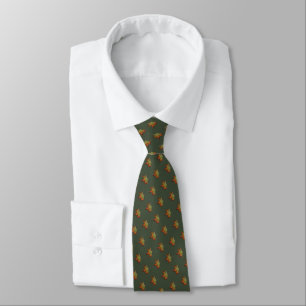 Necktie with watercolor of autumnal leaf