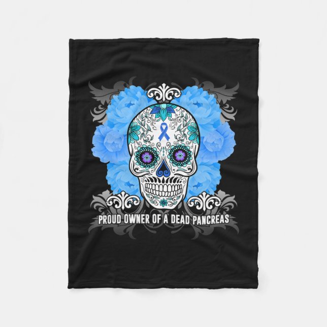 Necrotising Pancreatitis Np Awareness Skull Blue D Fleece Blanket (Front)