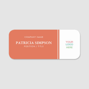 Nectarine Orange and White Minimalist Logo Name Tag