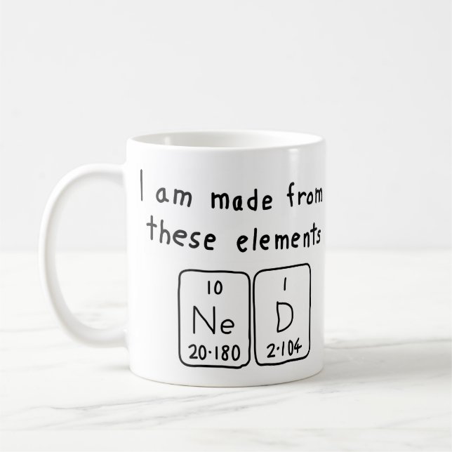 Ned periodic table name mug (Left)