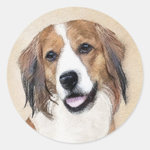 Nederlandse Kooikerhondje Painting - Dog Art Classic Round Sticker