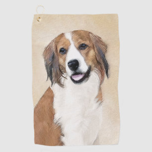 Nederlandse Kooikerhondje Painting - Dog Art Golf Towel