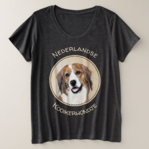 Nederlandse Kooikerhondje Painting - Dog Art Plus Size T-Shirt