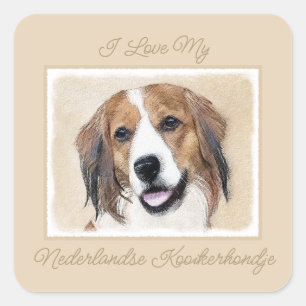 Nederlandse Kooikerhondje Painting - Dog Art Squar Square Sticker