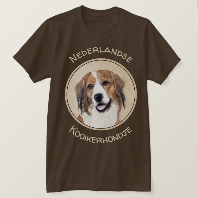 Nederlandse Kooikerhondje Painting - Dog Art T-Shirt (Design Front)