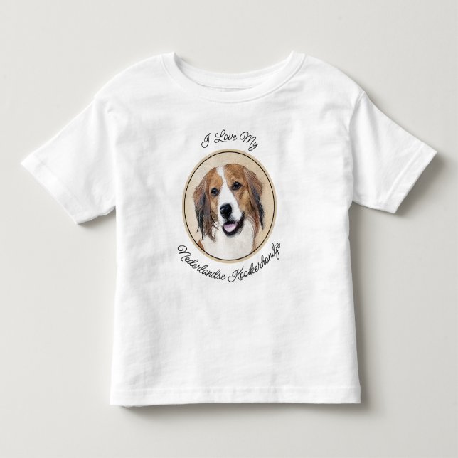Nederlandse Kooikerhondje Painting - Dog Art Toddler T-Shirt (Front)