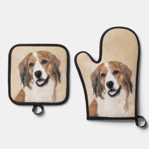 Nederlandse Kooikerhondje Painting Pet Dog Art Oven Mitt & Pot Holder Set