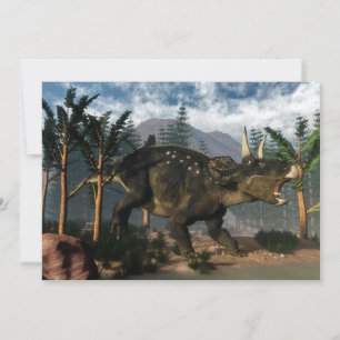 Nedoceratops roaring while running - 3D render