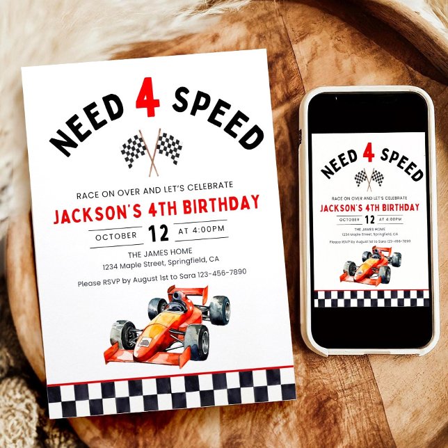 Need 4 Speed Birthday Party Invite, Racing Party  Invitation (Creator Uploaded)