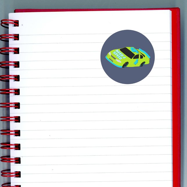 Need 4 Speed Race Car Boys 4th Birthday Party Classic Round Sticker (Creator Uploaded)