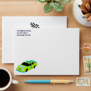 Need 4 Speed Race Car Boys 4th Birthday Party Envelope