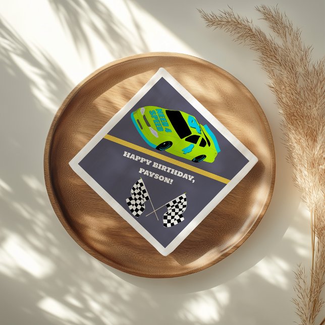 Need 4 Speed Race Car Boys 4th Birthday Party Napkin (Creator Uploaded)