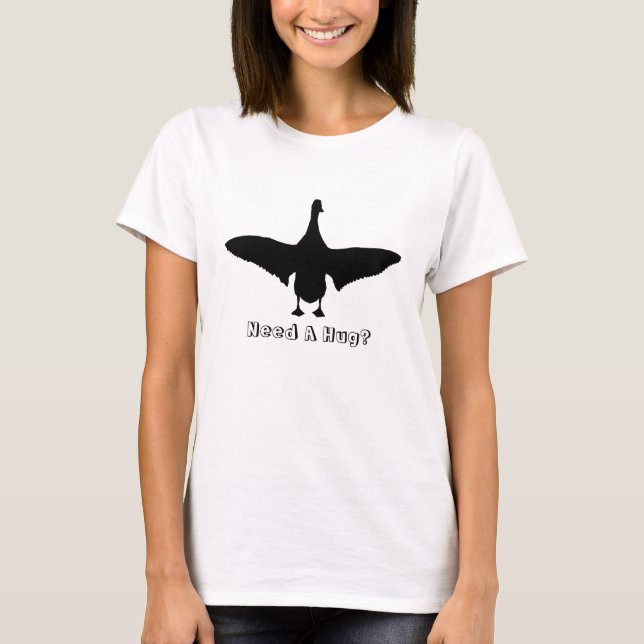 Need A Hug? Runner Duck Silhouette Funny T-Shirt (Front)