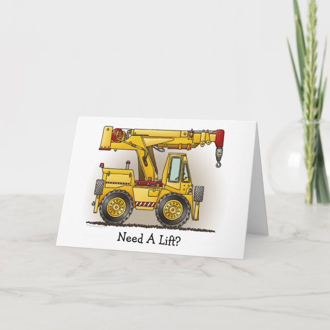 Need A Lift Crane Truck Note Card (Front)