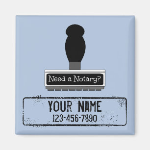 Need a Notary Rubber Stamp Customised Name Phone Magnet