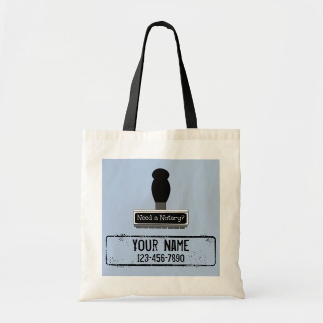 Need a Notary Rubber Stamp Customised Name Phone Tote Bag (Front)