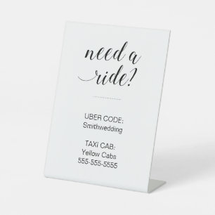 Need A Ride Wedding Transportation Taxi Pedestal Sign