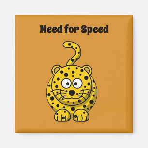 Need for Speed, Funny Cheetah Cartoon Cat Design Magnet