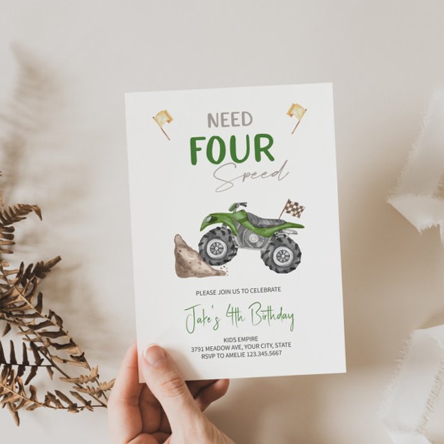 Need FOUR Speed 4 Wheeler Quad Bike Invitation  (Creator Uploaded)