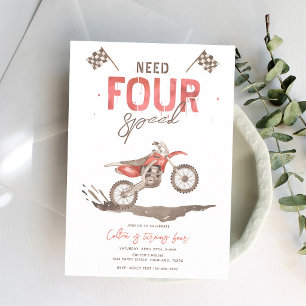 Need Four Speed Bike 4th Birthday Invitation