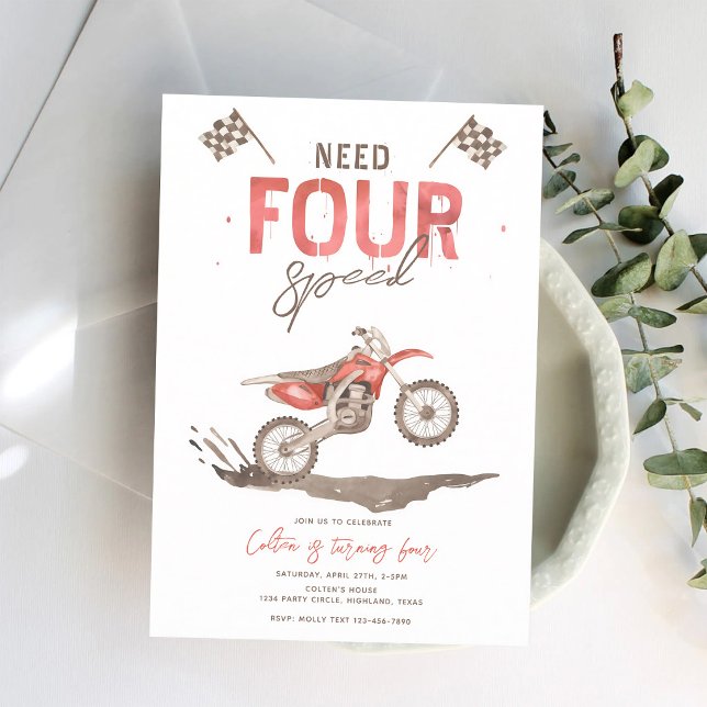 Need Four Speed Bike 4th Birthday Invitation (Creator Uploaded)