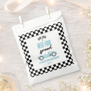Need Four Speed Blue Race Car 4th Birthday Party Favour Bags