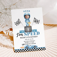 Need Four Speed Blue Race car 4th Birthday photo