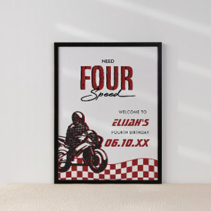Need Four Speed Boys Fourth Dirt Bike Birthday Poster