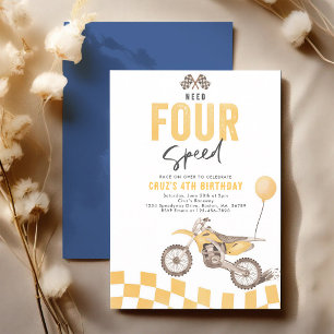 Need Four Speed Dirt Bike 4th Birthday Invitation
