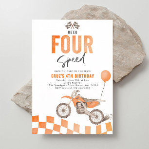 Need Four Speed Dirt Bike 4th Birthday Invitation