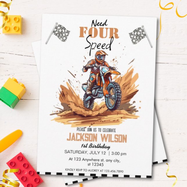 Need Four Speed Dirt Bike Adventure Birthday  Invitation (Creator Uploaded)