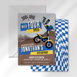 Need Four Speed Dirt Bike Birthday Invitation