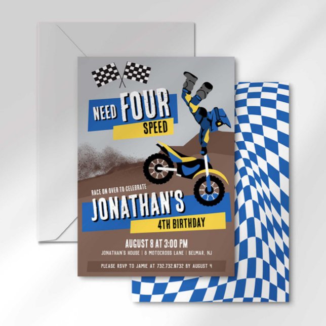 Need Four Speed Dirt Bike Birthday Invitation (Creator Uploaded)