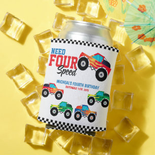 Need Four Speed Monster Truck Birthday Can Cooler