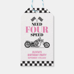 Need Four Speed Pink Heavy Bike Fourth Birthday  Gift Tags