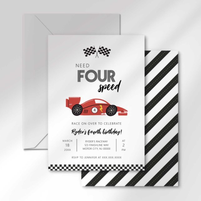 Need Four Speed Race Car Birthday Invitation (Creator Uploaded)