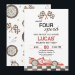 Need Four Speed Red Race Car 4th Birthday Party Invitation<br><div class="desc">Race Car Need Four Speed Birthday Party Invitation   Favor Tag | Modern Racing Fourth Birthday Invite & Gift Tag | 4th Red Car Race Party</div>