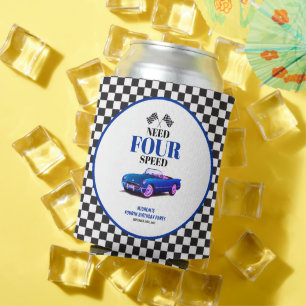 Need Four Speed Sports Car Blue Fourth Birthday Can Cooler