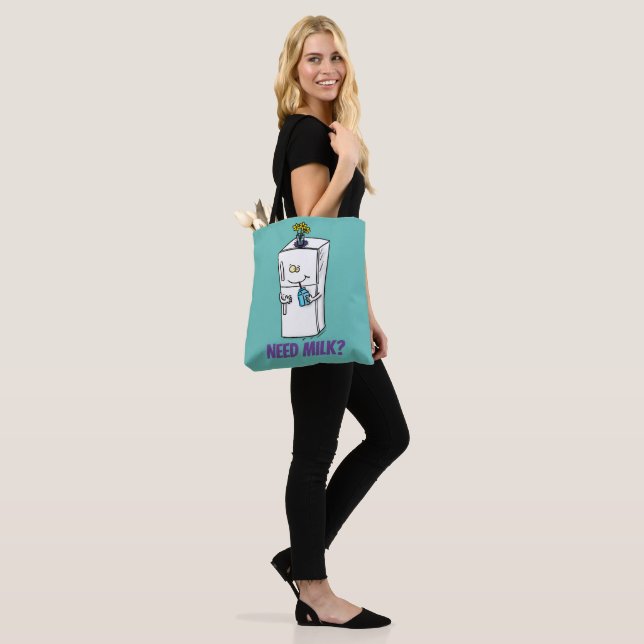 Need milk refrigerator cartoon illustration tote bag (On Model)